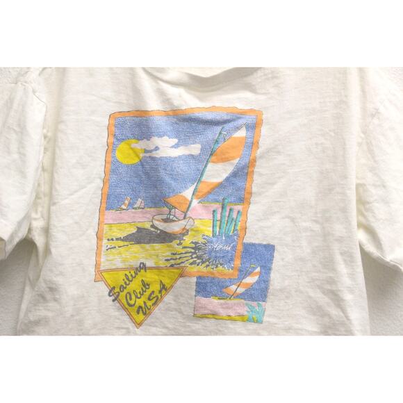 Vintage Sailing Club USA Crop Top T Shirt Small - Picture 2 of 9